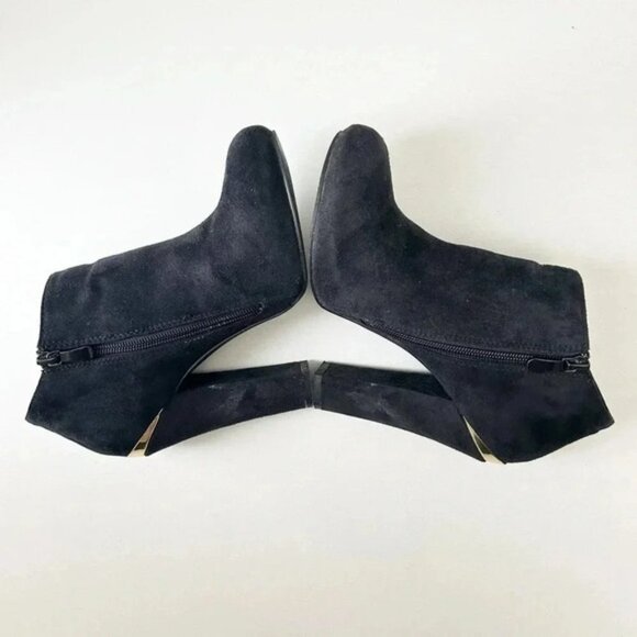 Attitude Jay Manuel Faux Suede Chunky Heel Ankle Boots Black Gold Accent Size 8 - Picture 13 of 16